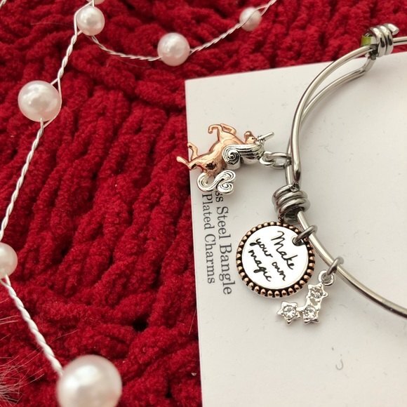 Unicorn Magic Make Your Own Magic Stainless Steel Charm Bangle - Picture 2 of 3